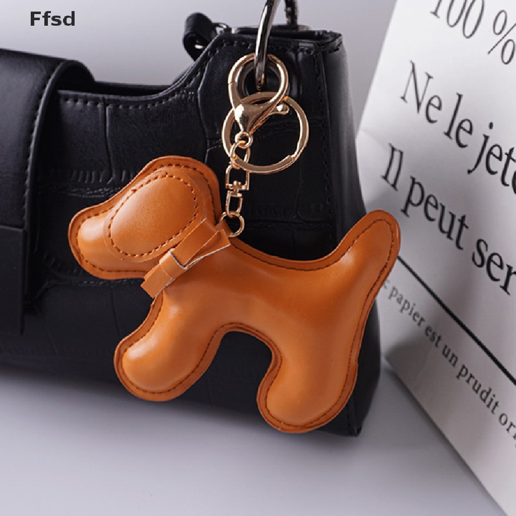 {Ffsd} Móc Chìa Khóa Da PU Hình Cún Con Dễ Thương Sáng Tạo Trang Trí Túi Xách / Quà Tặng