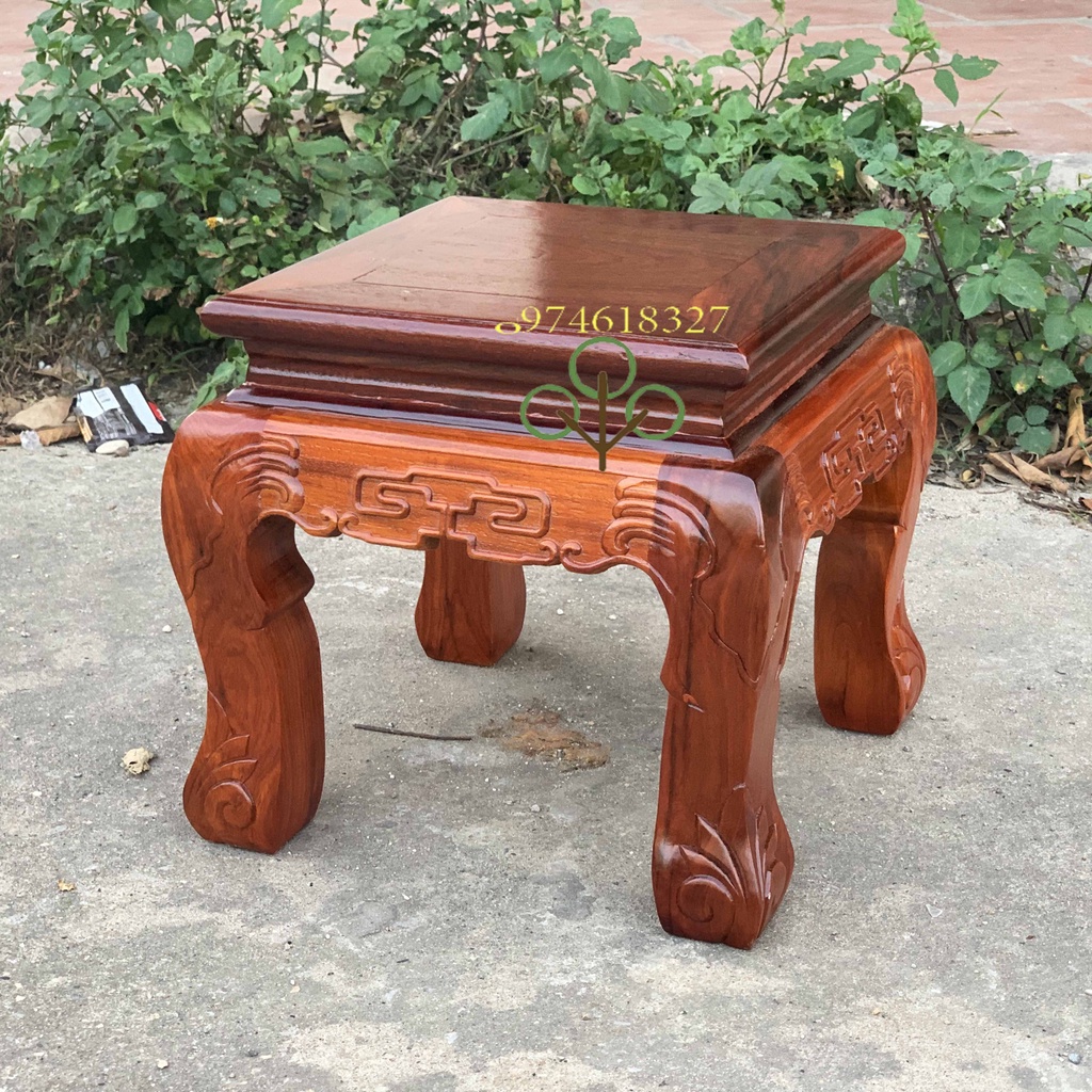 Đôn Ngồi Vuông Kê Đồ Phòng Khách Chiện Gỗ Hương  Mặt 32.35cm