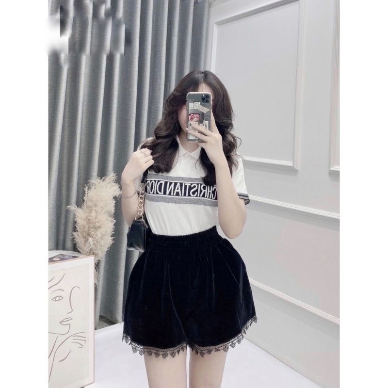 Áo Thun Plo DR Trắng Viền Đen Thời Trang Mùa Hè Dành Cho Nữ, Áo Phông Dáng Rộng Unisex