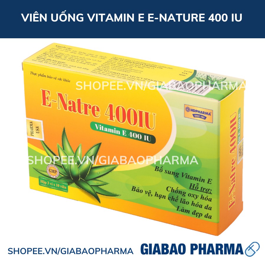 Vitamin E Natre 400IU hỗ trợ làm đẹp da,chống lão hoá - Hộp 30 viên