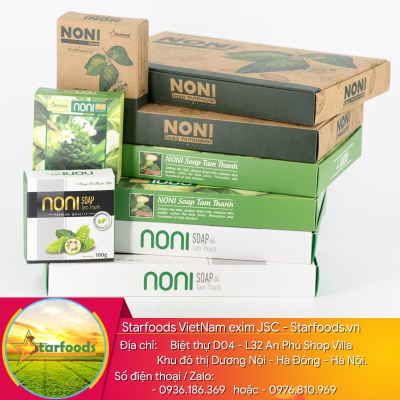 Xà bông Nhàu Noni Handmade - Hộp gồm 6 bánh xà bông100g. Quà tặng từ quả Nhàu Noni tự nhiên.