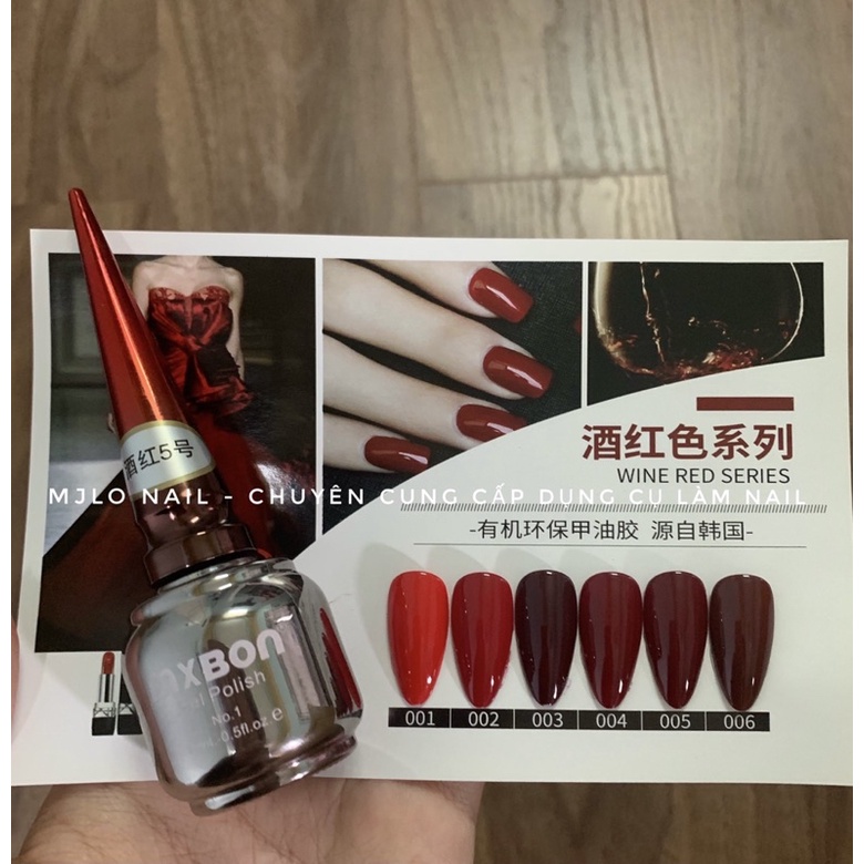 Sét sơn mxbon 6 chai đỏ hàng chuẩn ( tặng kèm móng như hình )