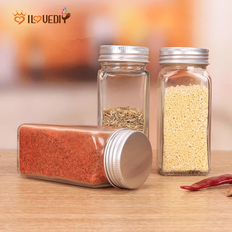 (Hàng Mới Về) Lọ Thủy Tinh Hình Vuông 120ml Đựng Gia Vị Tiện Dụng Cho Nhà Bếp