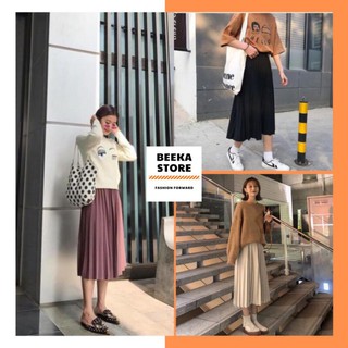 Chân váy xếp ly dáng dài cạp chun siêu đẹp - beeka store