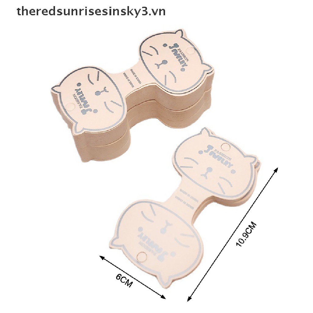 Set 50 Thẻ Giấy Kraft In Hình Mặt Mèo Trưng Bày Trang Sức Thủ Công