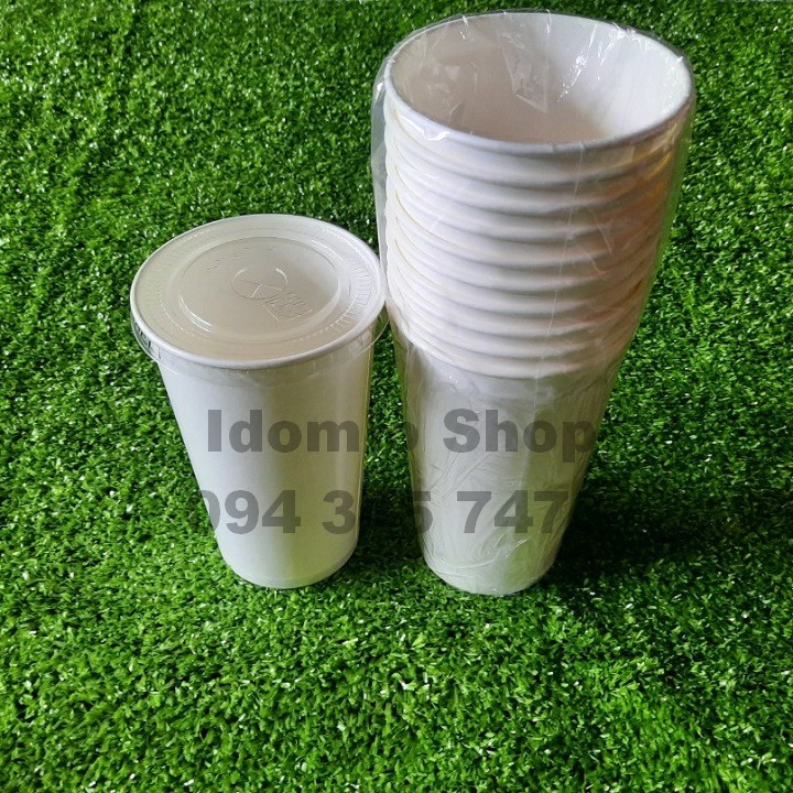 10 Ly Giấy Trơn 16oz -550ml - Nắp