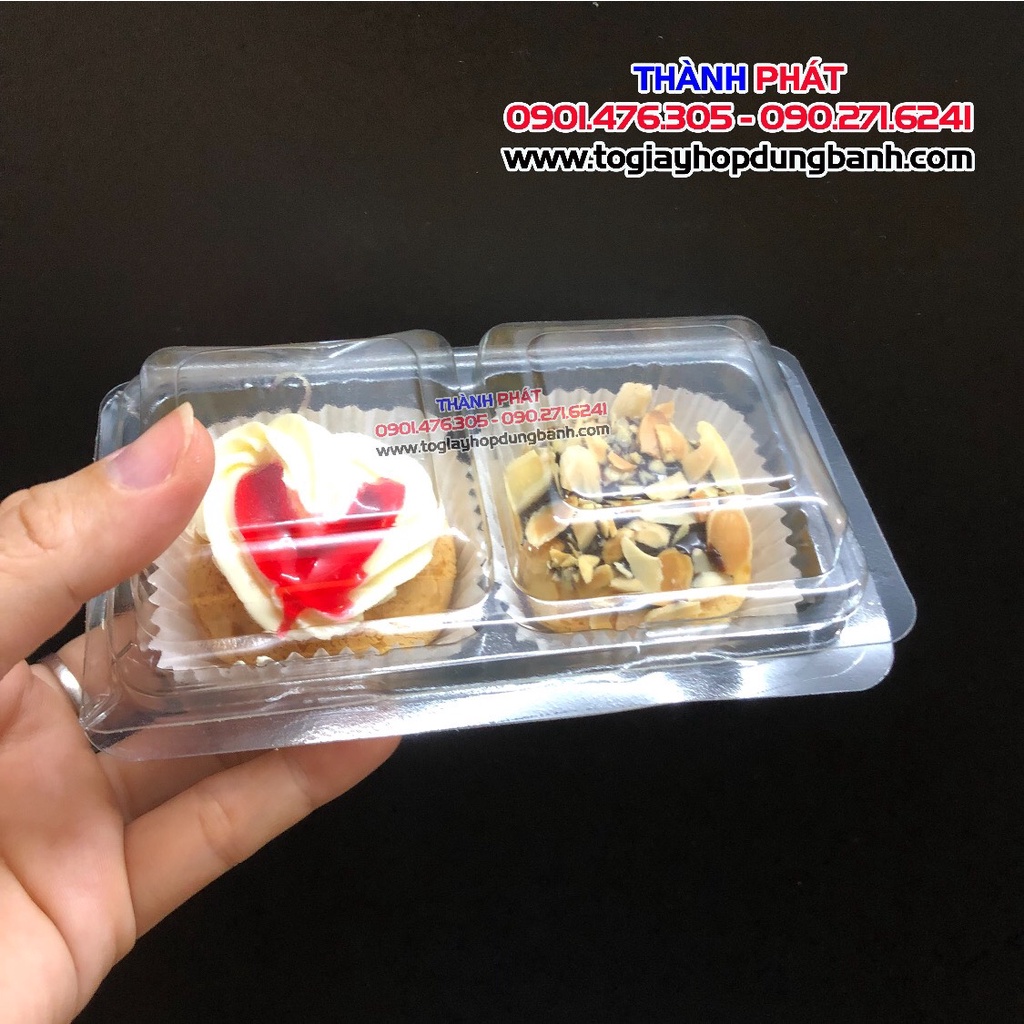 100 Hộp H162 đựng 2 bánh su singapore, bánh tart, trứng muối đài loan