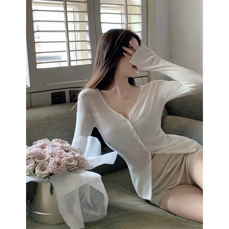 Áo Khoác cardigan Dệt Kim Mỏng Dáng Ôm Thời Trang Trẻ Trung Cho Nữ