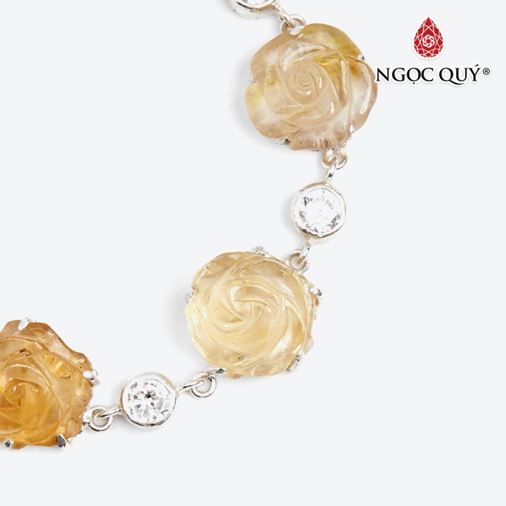 Lắc tay bạc phối hoa mẫu đơn TA vàng - Ngọc Quý