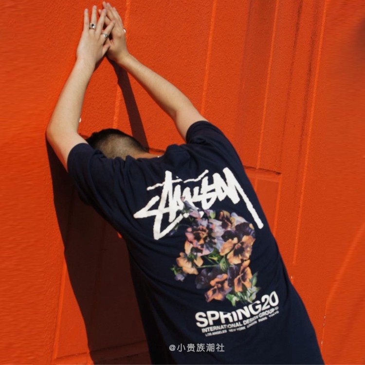 Áo thun Stussy tay ngắn dáng rộng in hoa thời trang nam nữ