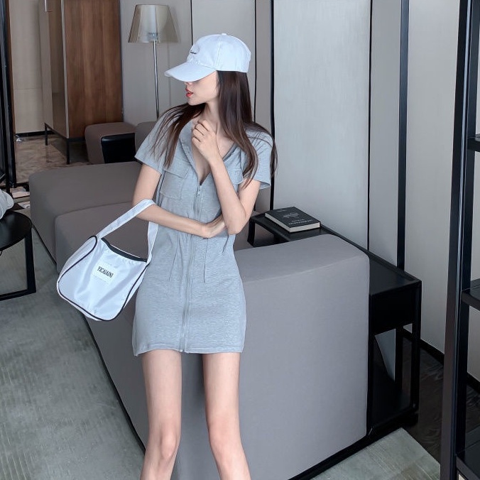 Đầm Thể Thao Có Mũ Trùm Đầu Phối Khóa Kéo Nhẹ Nhàng Ngọt Ngào Thời Trang Cho đầm Nữ NZ-LYQ-03