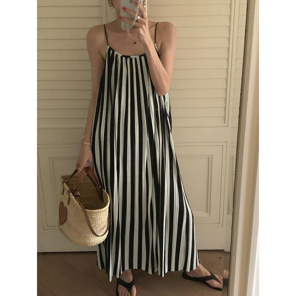 Đầm Hai Dây Dáng Rộng Họa Tiết Kẻ Sọc Thời Trang Mùa Hè 64068