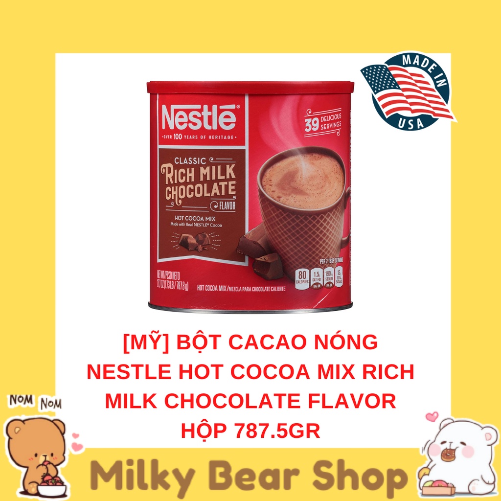 [MỸ] BỘT CACAO NÓNG NESTLE HOT COCOA MIX RICH MILK CHOCOLATE FLAVOR HỘP 787.5GR