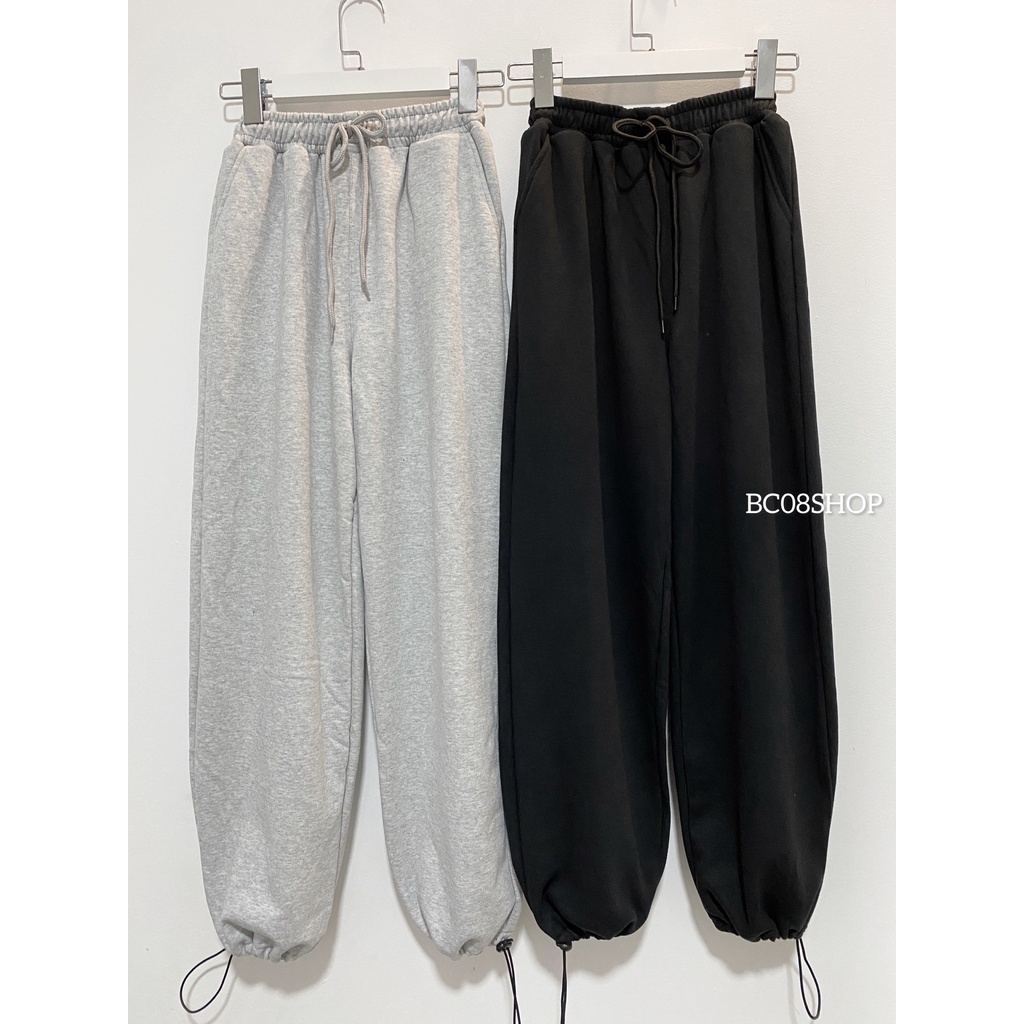 Quần Ống Suông Dây Rút Unisex 2 Màu Đen Xám BC312