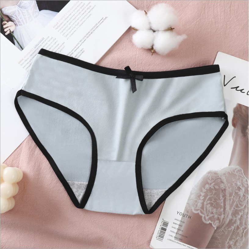 combo 5 quần lót nữ cotton  viền đen gắn nơ co giãn đàn hồi, kháng khuẩn , ôm mông