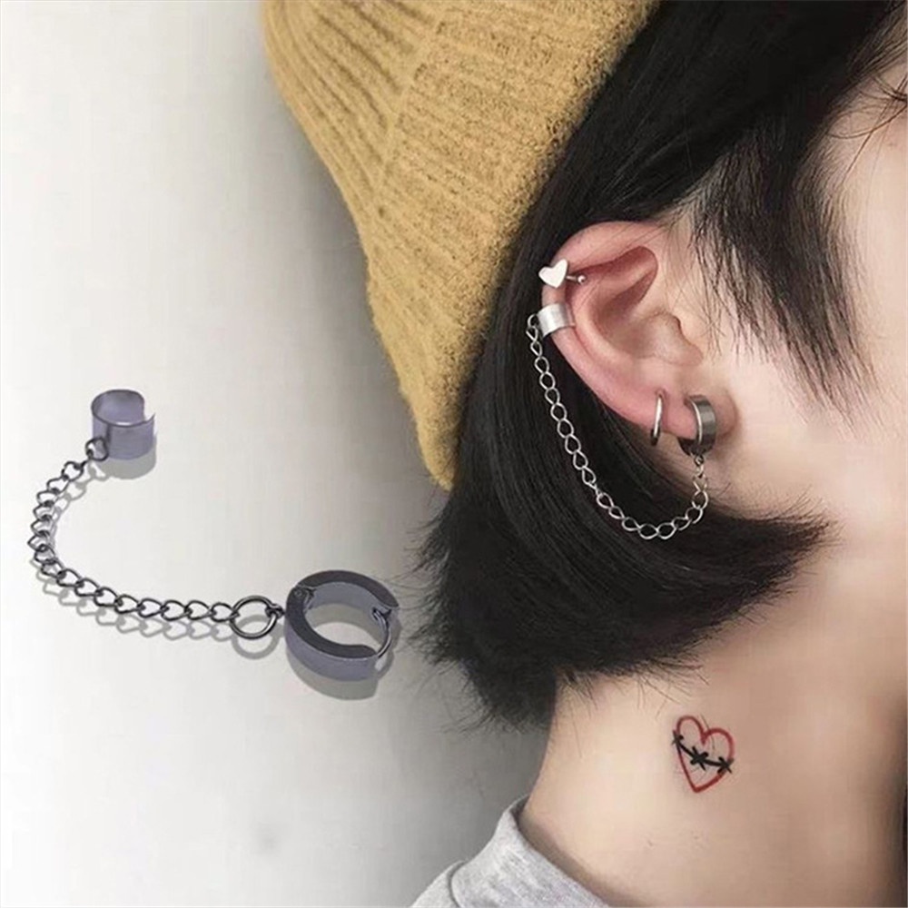 Khuyên kẹp vành tai bằng thép không gỉ thiết kế đơn giản sáng tạo thời trang Hàn Quốc