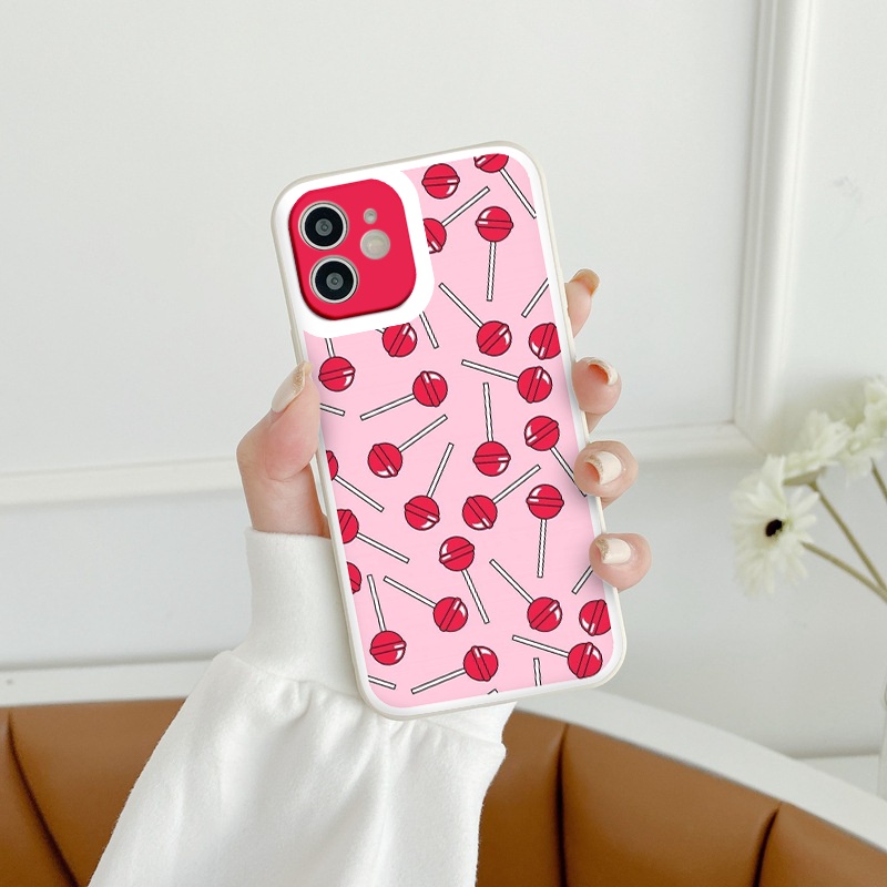 Ốp iphone - Ốp lưng iphone cạnh vuông viền camera Kẹo mút dành cho ip 6 đến 14promax - ng096