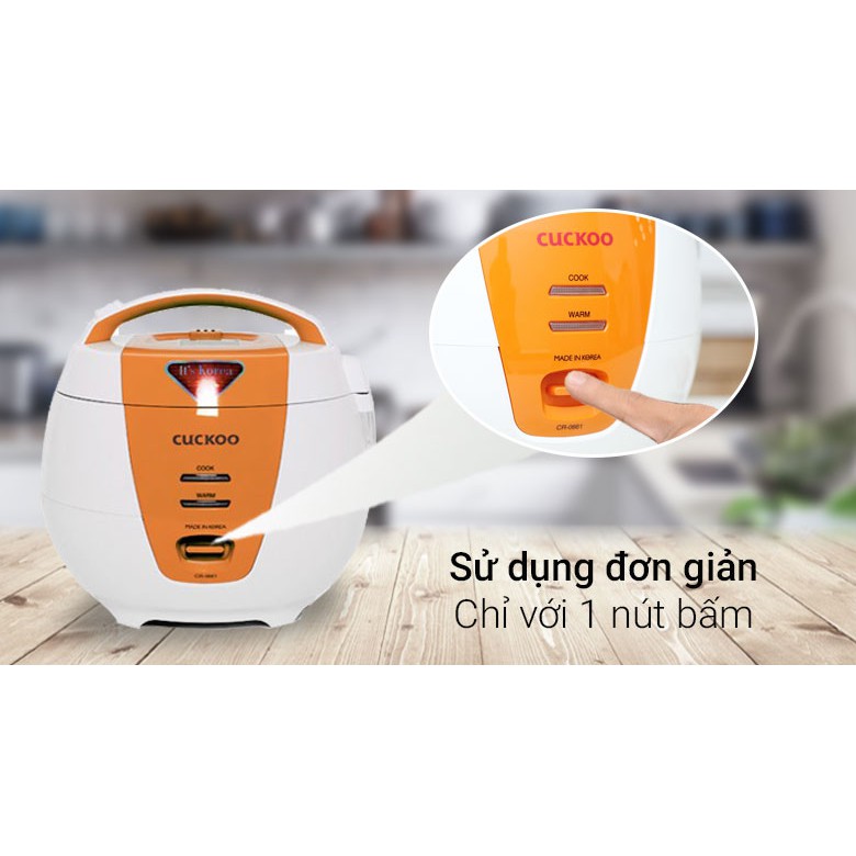 Nồi cơm điện nắp gài Cuckoo CR-0661-O dung tích 1 lít sản xuất Hàn Quốc hàng chính hãng, bảo hành 24 tháng