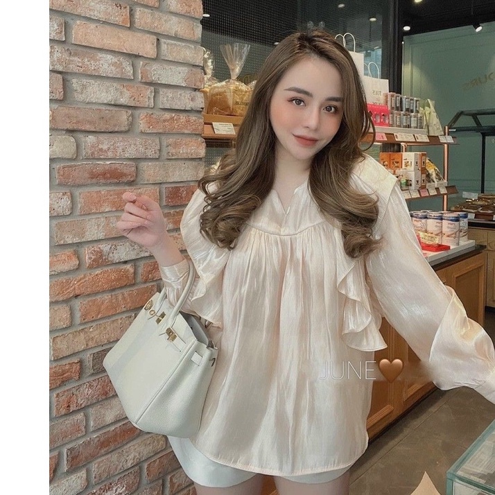 Áo sơ mi tơ óng bèo lụa bo tay