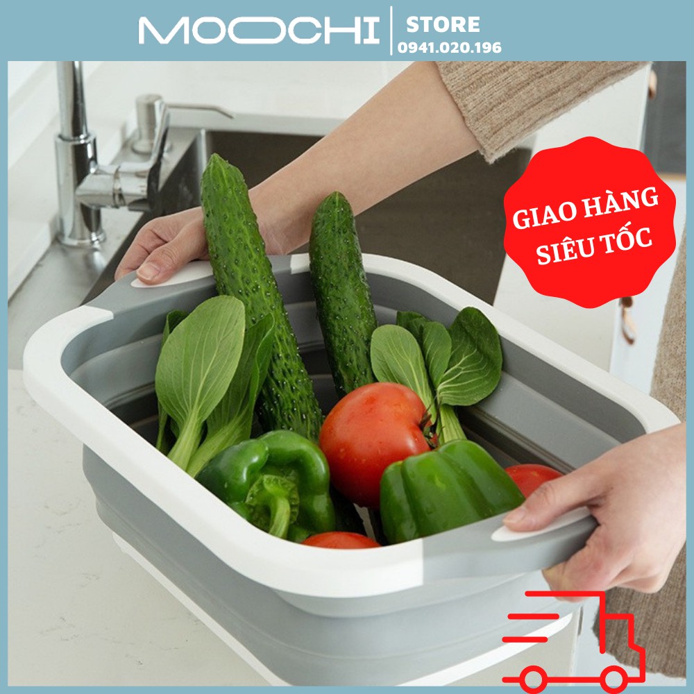 Thớt Kèm Chậu Và Rổ Đựng Gấp Gọn Đa Năng 3 Trong 1