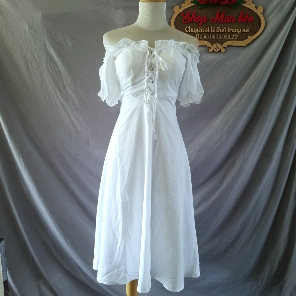 [Mã WASTMAY giảm 15% tối đa 30K đơn 150K] (VIDEO+HÌNH THẬT) Đầm Xòe Trễ Vai Dây Rút Có Mút Ngực | BigBuy360 - bigbuy360.vn