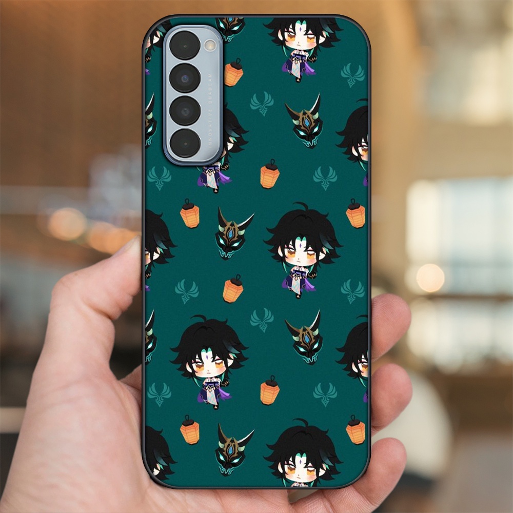 Ốp lưng Oppo Reno 4 Pro viền đen in hình Xiao Genshin Impact