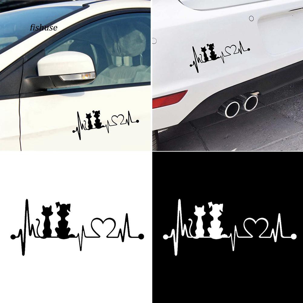 Decal trang trí thân xe hơi hình nhân vật hoạt hình mèo con/cún cưng