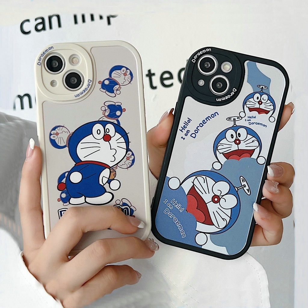 Samsung Galaxy A73 A72 A53 A33 A71 A13 A23 A11 A52 A52S A12 A31 A70 A20 A30 A10S A03 M11 M12 A22 LTE M22 M23 M32 M31 A32 A50 A50S A30S A03S A02S A21S A51 4G 5G Cute Cartoon Smile Doraemon Shockproof Oval Camera protection Silicon Soft Phone Case STX 05