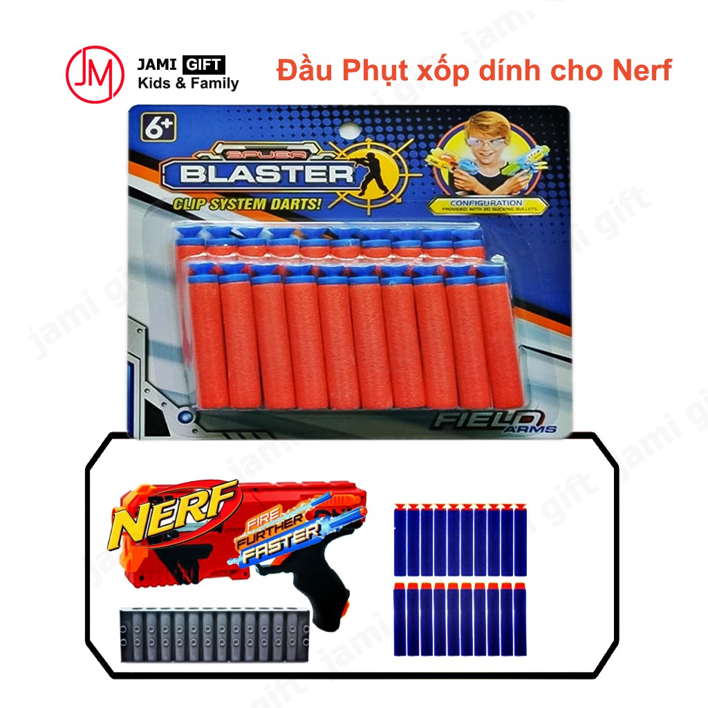 Đồ chơi NERF xốp hộp 20 viên cao cấp phun xốp dính dùng cho Nerf đồ chơi trẻ em