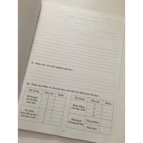 Sổ Dự Giờ Cấp 2,3