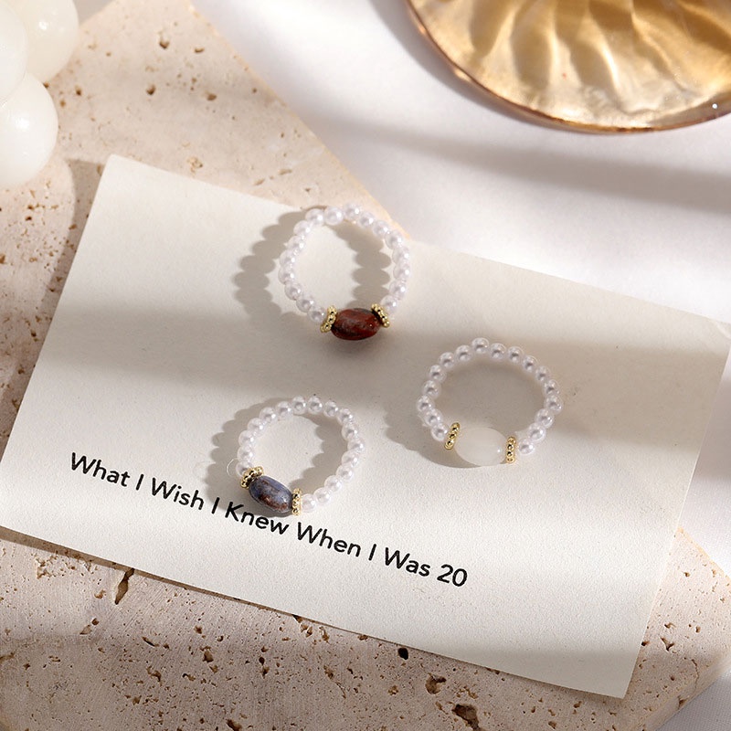 Nhẫn Đính Ngọc Trai Nhân Tạo Thời Trang Cho Nữ