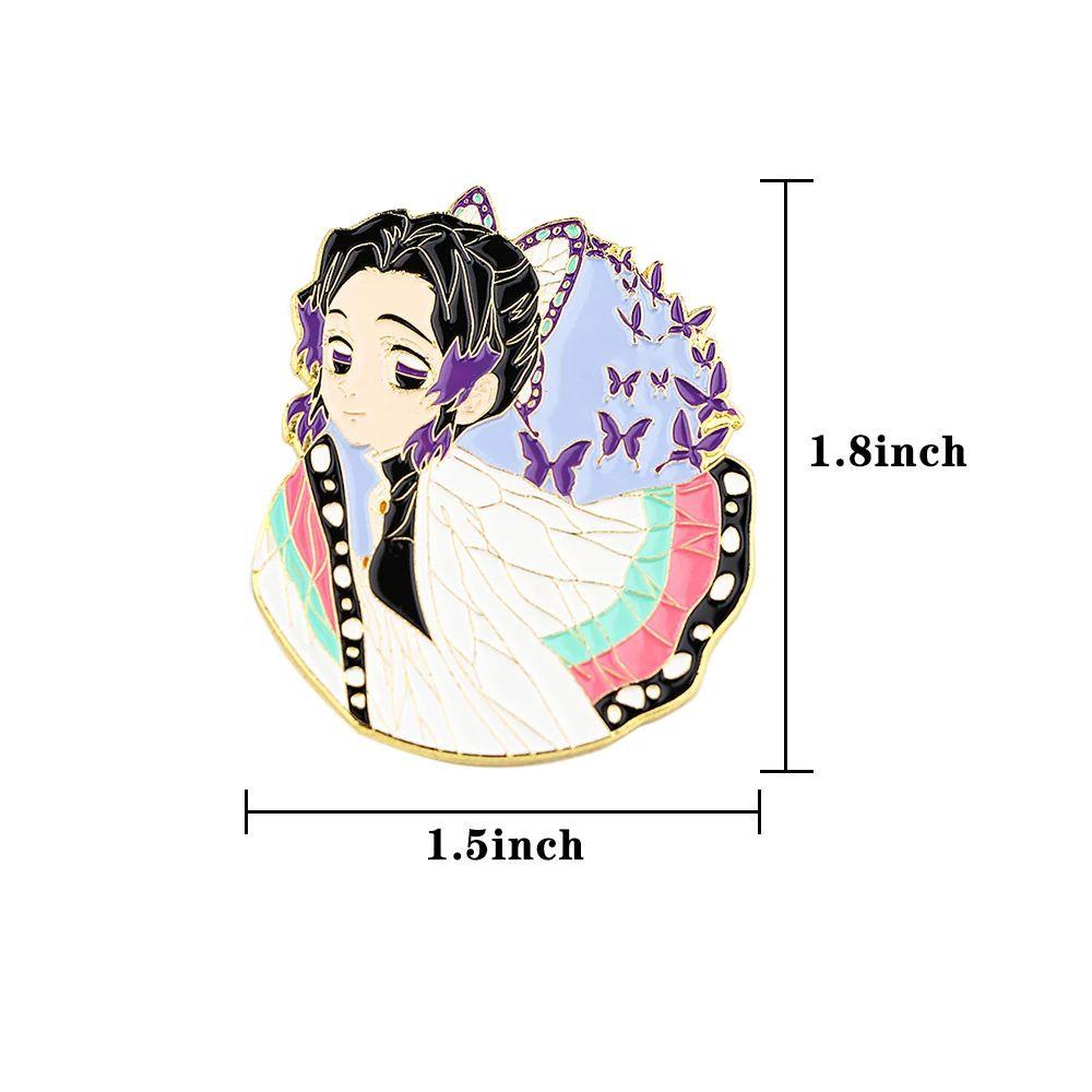 Ghim Cài Áo Kim Loại Tráng Men Cứng Họa Tiết Demon Slayer 15H Sáng Tạo Trang Trí Ba Lô / Túi Xách