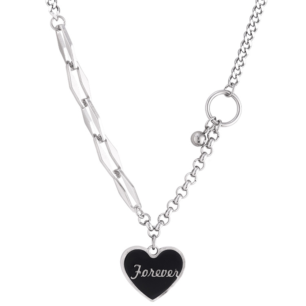 Dây Chuyền / Vòng Tay Mặt Trái Tim Màu Đen Phong Cách Punk Cổ Điển Thời Trang Unisex