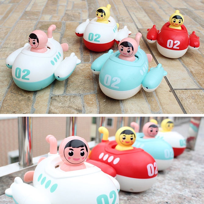 Tàu chiến vặn cót bơi và bắn nước - Đồ chơi nhà tắm bằng nhựa ABS cho bé SN04