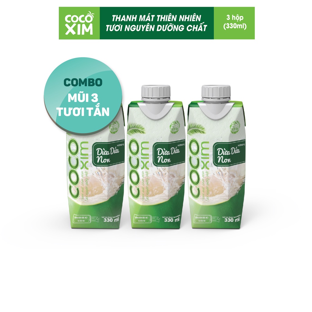 COMBO 3 MŨI TƯƠI TẮN-Dừa dứa non Cocoxim 330ml/hộp