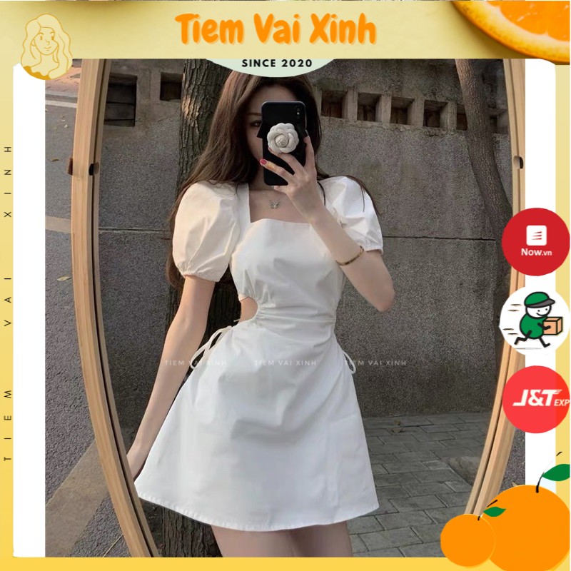 Đầm Trắng Dự Tiệc 🍊[Tiệm Vải Xinh]🍊 Váy Đầm Dự Tiệc Trắng Hở Lưng Quyến Rũ - Hàng Quảng Châu Cao Cấp V008