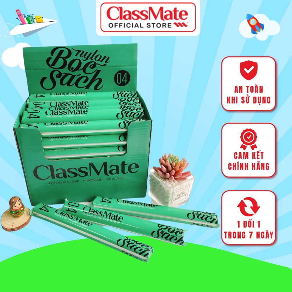 Bọc Sách Giáo Khoa ClASSMATE Chất Liệu Nhựa Trong 10 Tờ/túi 190x265mm no.4 NC104