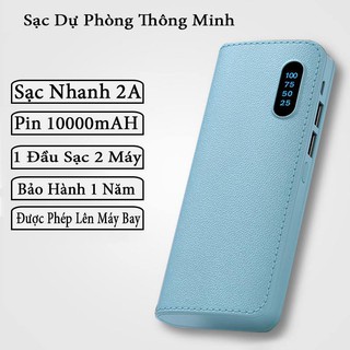 [Bảo Hành Chất Lượng] Sạc dự phòng bề mặt da siêu đẹp sạc nhanh an toàn Pin Sac Du Phong Dung Lượng 10000 mAh  PB1990
