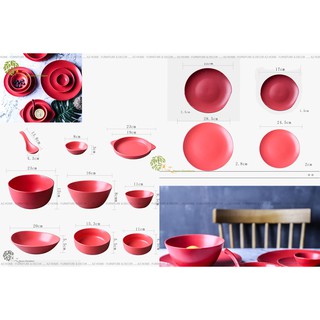 Bộ bát đĩa lẻ Red Valvet - gốm sứ cao cấp