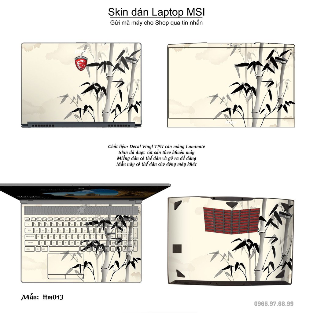 Skin dán Laptop MSI in hình Tranh thủy mặc (inbox mã máy cho Shop)