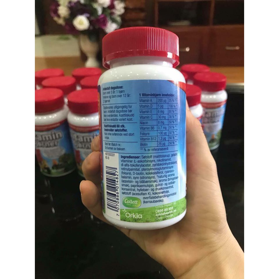 Vitamin Bjorner dạng tổng hợp và D3 ( con gấu ) dạng kẹo Nauy