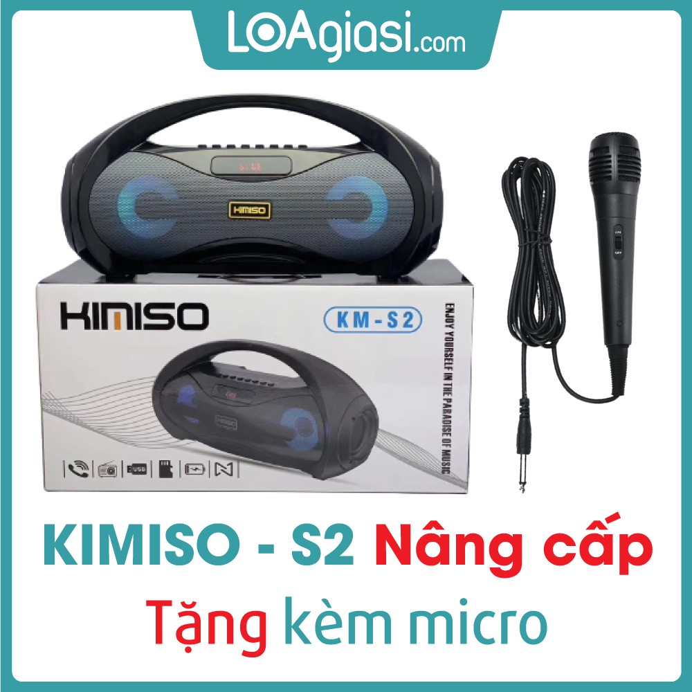 Loa Karaoke Mini KIMISO S2 Nâng Cấp - 2 Bass Cực Mạnh, Tặng 1 Micro Có Dây Cực Hay
