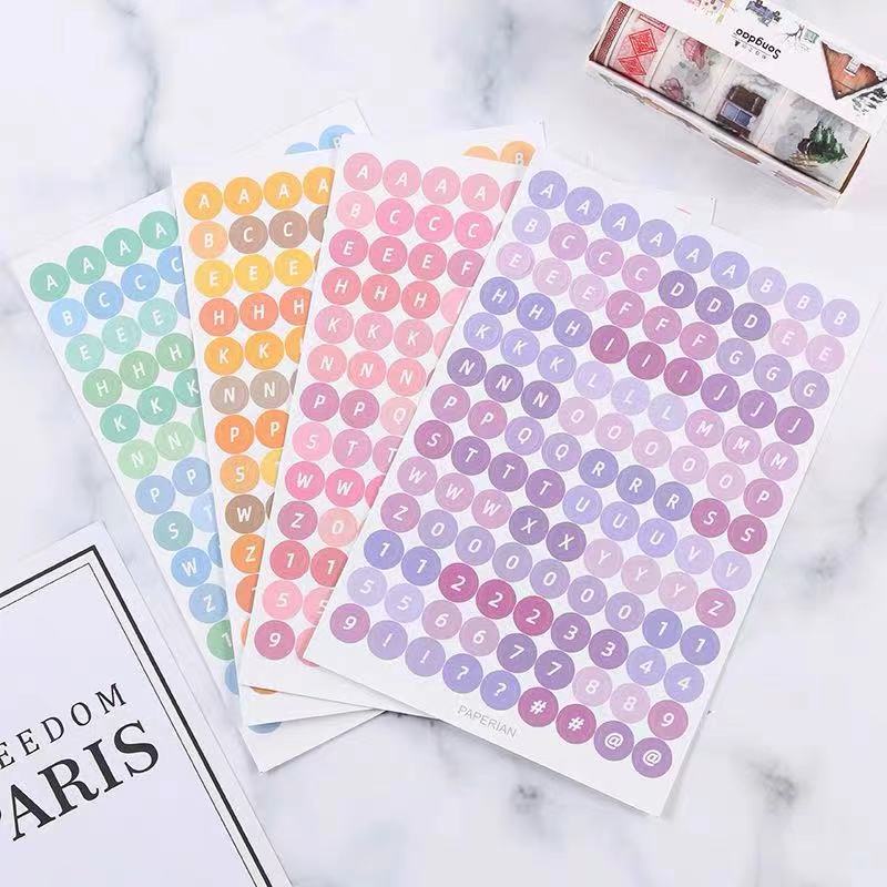 Sticker Dán Trang Trí Sổ Tay Hình Chữ Cái Tiếng Anh Màu Sắc Ngọt Ngào