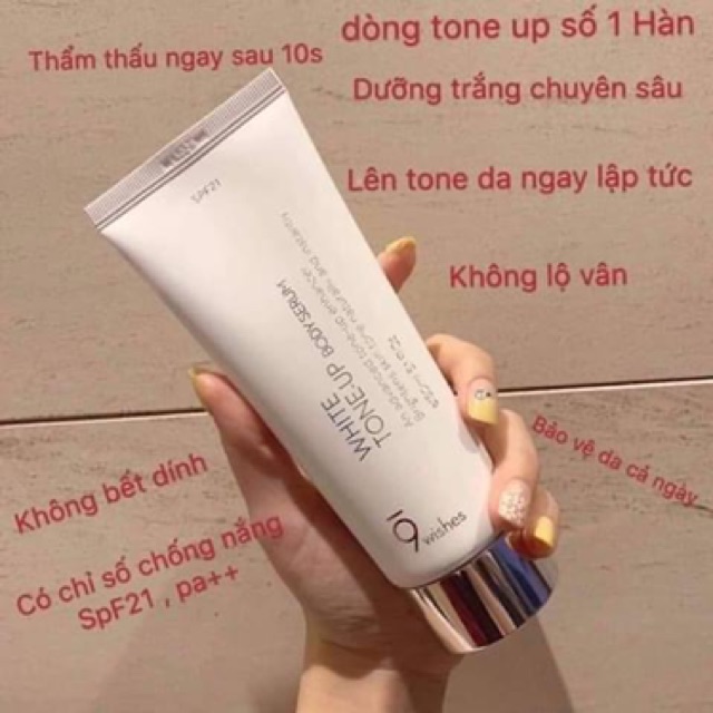 Kem dưỡng trắng da và make up body 9 wishes white tone up body 150ml