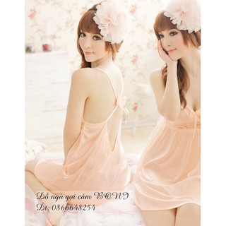 Đầm Ngủ Nữ Dễ Thương Phom Dài Nơ Lưng