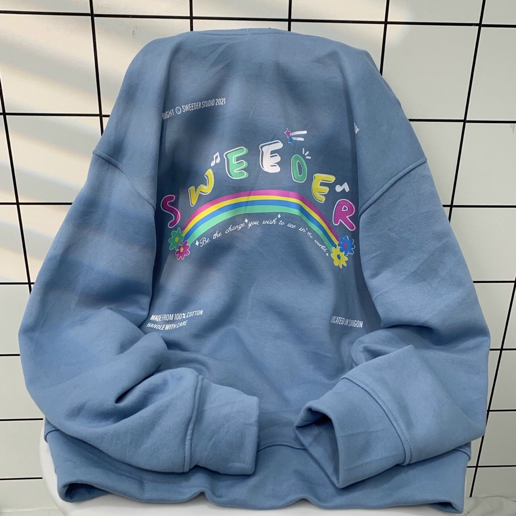 Áo Khoác Hoodie RAINBOW SWD Phối Dây Kéo Vải Nỉ Bông Form Rộng Ulzzang | BigBuy360 - bigbuy360.vn