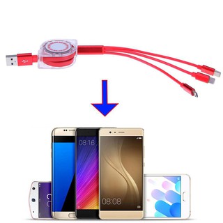 Cáp sạc dây rút 3 in 1 cổng Micro USB - Lightning - Type-C