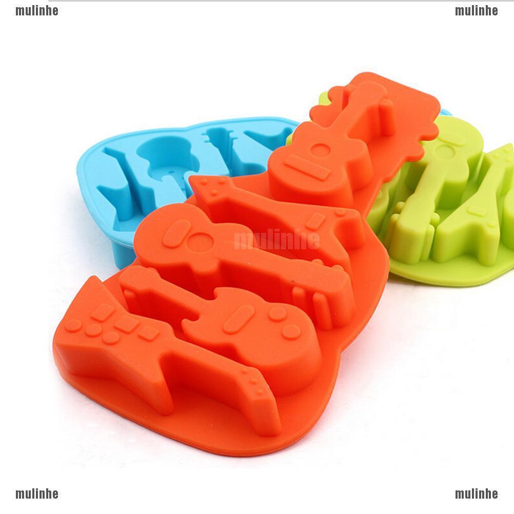 Mul❤ Khuôn Làm Bánh Chất Liệu Silicone Hình Cây Đàn Ghita