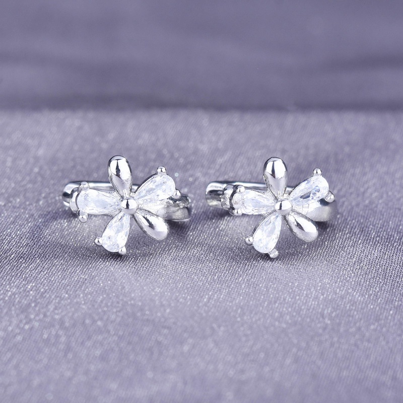 Khuyên tai RINHOO thiết kế hoa đính đá tùy chọn kiểu thời trang xinh xắn cho nữ