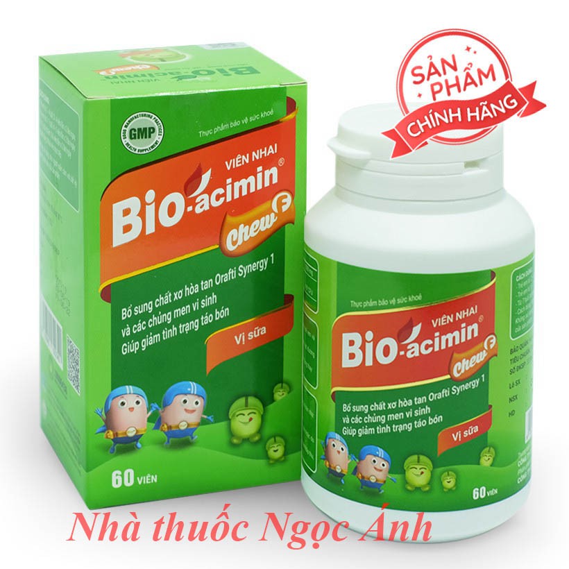 Viên nhai bổ sung chất xơ ngăn ngừa táo bón cho trẻ em Bio-Acimin Chew-F (Lọ 60 viên)